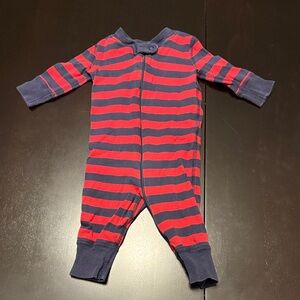 Hanna Andersson Navy and Red Striped Footie
